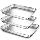 baking tray Baking Sheet Pans for Toaster Oven, Small Stainless Steel Cookie Sheets Bakeware Pan, Sturdy & Heavy Rectangle Tray, 3 pcs