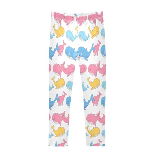 Bolaz Toddler Girls Leggings Printed Yoga Pants Leggings Blue Pink Yellow Whale for Kids