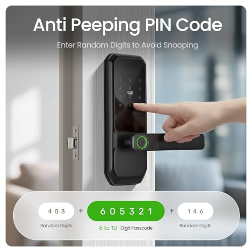 Serrure porte intelligente noire Leydebong contre la perte de clé avec poignée à code - 5