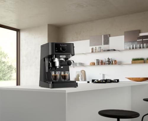 ماكينة تحضير اسبريسو ستيلوسا من ديلونجي، طراز EC235.BK، ماكينة اسبريسو يدوية 1 لتر، ستانلس ستيل، أسود