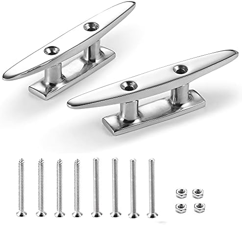 KAHACIYO Boat Cleat Open Base Boat Cleat 4 inch, Dock Cleat 316 Stainless Marine Grade Steel, Highly Polished Include Installation Accessories Screws