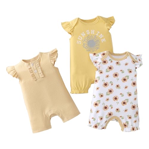 Image of YOURDIARY Baby Boy Rompers Short Sleeve Cotton Toddler Rompers Graphic Print Baby Clothes One-Piece Outfit