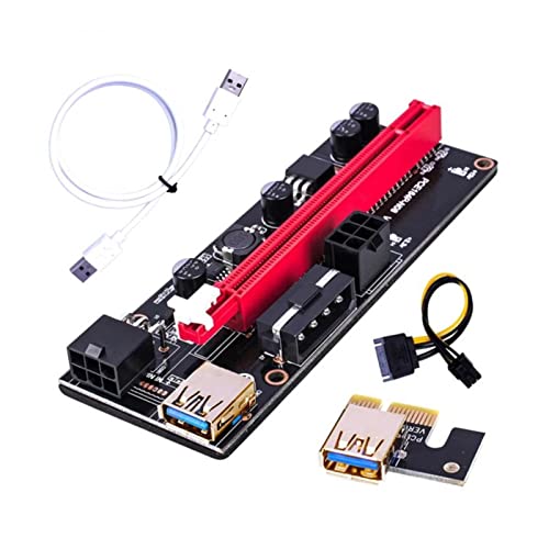 VER009 USB 3.0 PCI-E Riser VER 009S Express 1X 4X 8X 16x Extender Riser Adapter Card SATA 15pin to 6 Pin Power Cable (Color : White 60CM)