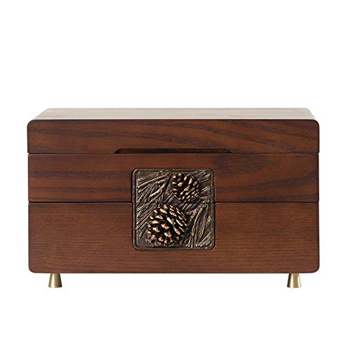 CCET Caja De Almacenamiento De Madera, Doble Capa Estuche De Cosméticos, Cajas De Regalo, Retro Caja De Usos Múltiples, Cajón Caja De Regalo, De Gran Capacidad De Visualización Box (30x37x34.3cm, 3,1