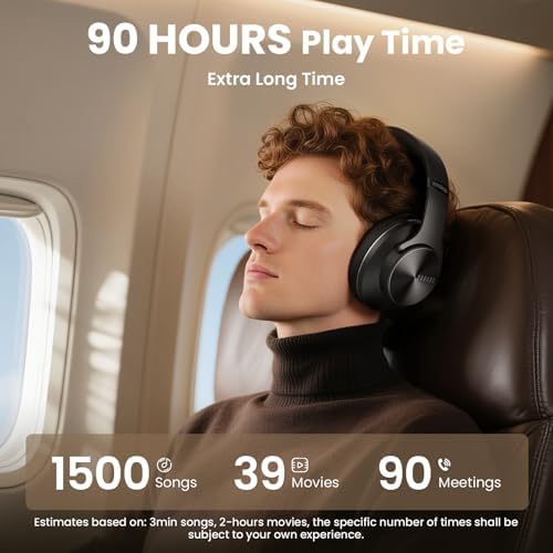 DOQAUS Bluetooth Headphones Over Ear, 9 EQ Mode, 90H Playtime, APP Control - 5