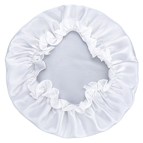 FMS Cappello Berretto 100% di Seta Puro Sonno Morbido Cappuccio Cofano Notte Cura dei Capelli Seta Sonno Cappellino Berretto Fascia Elastica per Bellezza dei Capelli (Bianco, Taglia Unica)