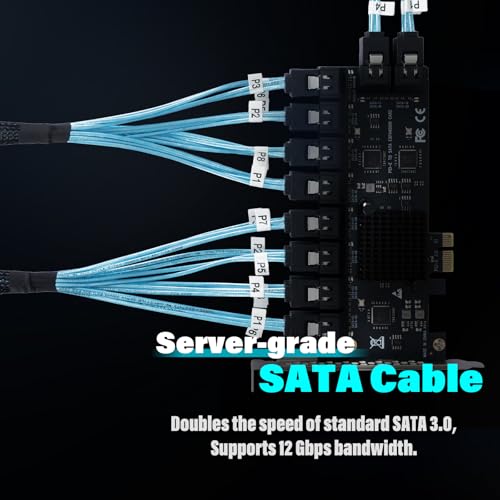 Image of 20-Port SATA Expansion Card (PCIe 3.0 x1 to 6Gbps SATA Card), Compatible with Windows /Mac /Linux /NAS