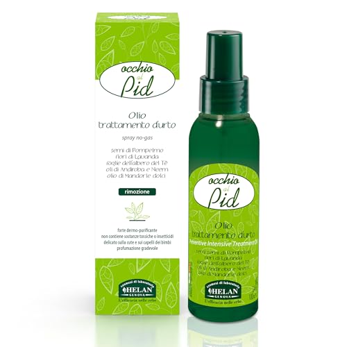 Helan, Occhio Al PID. - Tratamiento para piojos y liendres en spray fuerte, aceite capilar delicado sin gas con aceite de neem, almendras dulces y lavanda, 100% natural, 100 ml, fabricado en Italia