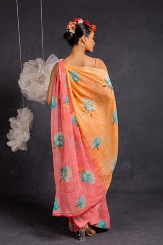 Image of MIRCHI FASHION Saree for Woman Georgette Floral and Leaf Printed | Elegant Farewell and Ceremonial Women's Sari with Blouse Piece