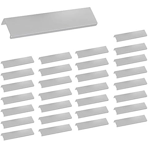 LC LICTOP 150mm/5.91" Silver Mount Finger Edge Pull Concealed Handle for Home Kitchen Door Drawer Cabinet 30PCS Cover