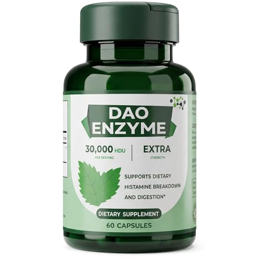 Hekeauo DAO Enzyme DAO Supplements Histamine Blocker for Women & Men Digestive Enzymes Diamine Oxidase 30 000 HDU for Food s& Histamine Support 60 Capsules