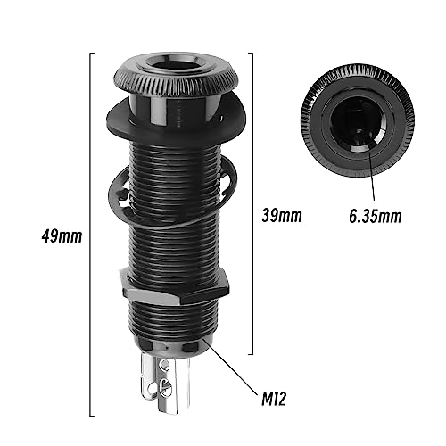 Be In Your Mind 2Pcs 6.35mm Stereo Barrel Jack Socket with 4 Pin Guitar Bass 1/4" Barrel Jack Cylinder Input Output Jacks Guitar Accessories Copper Black - Image 4