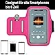 COM-FOUR® 3X Sportarmband - Armtasche für das Smartphone - MP3- und Handytasche für den Oberarm - optimal für Laufen, Joggen und Sport (3 Stück - pink)