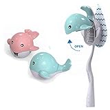 Heasa Toothbrush Holder Cartoon Toothbrush Holder for Kids (Pink & Blue Cetacean)