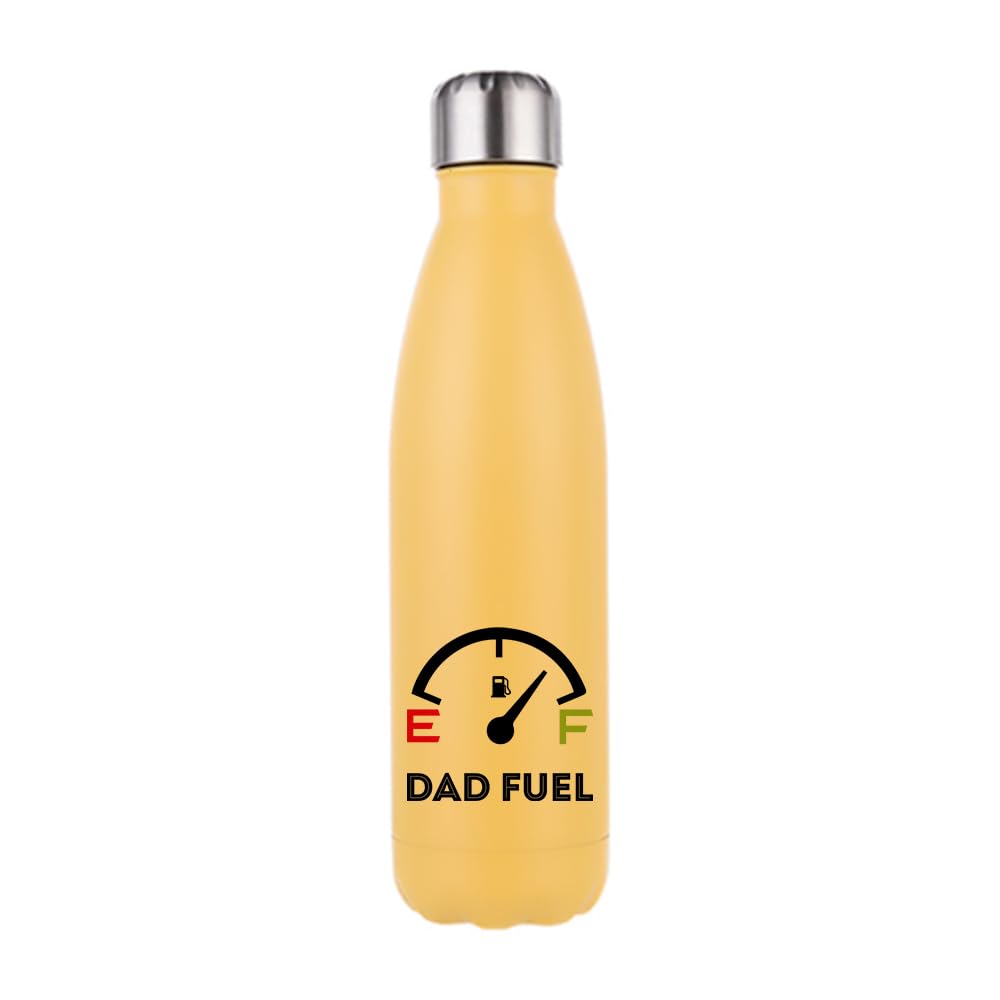 Getagift Dad Fuel Mug, Fathers Day Gift, 500 ML Double Walled Insulated Stainless Steel Bottle. (Matt Yellow)
