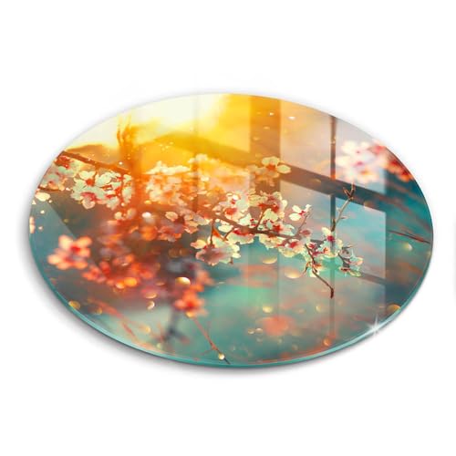 Planche à Découper Induction Wallfluent 40cm Protection Plaque Fleurs de Pomme