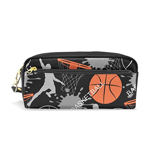 WowPrint Estuches de baloncesto de gran capacidad con cremallera de piel sintética para lápices y artículos de papelería multifuncionales Cover