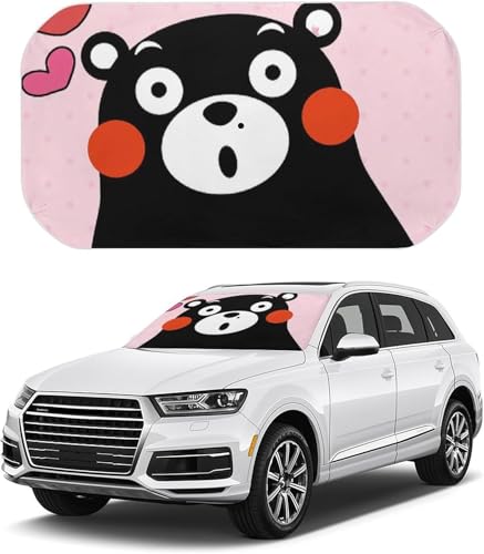 くまモン 車用 サンシェード 折り畳み式 遮光 強力断熱 車内用品 紫外線反射 取付け簡単 四季兼用 133x73cm