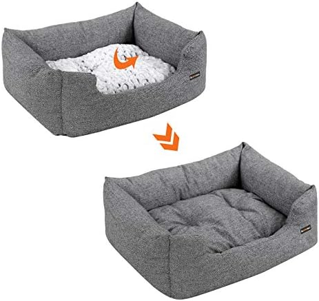 SONGMICS Gray Dog bed Plush Soft Comfortable Round Cat Bed Removable S size (54x48x20) PGW22G