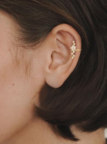 Star Gold Ear Cuff Earrings for Women Non Piercing, Dainty Gold/Sliver Clip on Cartilage Ear Cuff Non Pierced Trendy CZ Northstar Starburst Adjustable Sparkling Ear Cuffs Earring Jewelry2