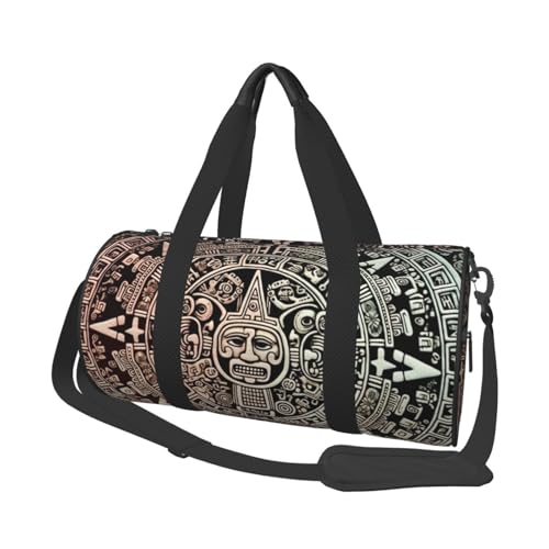 Sac de sport rond pliable noir Mayan Calendar grand format mixte