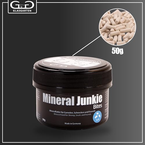 GlasGarten Mineral Junkie Bites | 50g – Premium Mineralfutter für Garnelen & Schnecken, Ergänzungsfutter/Aufzuchtfutter mit Mineralstoffen, Soft Bites