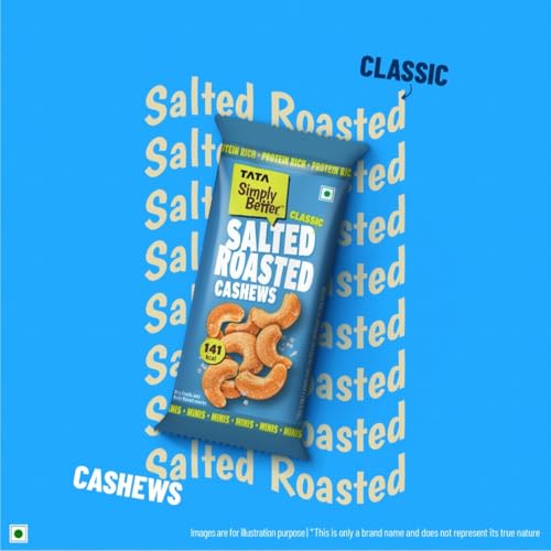 Image of Tata Simply Better Classic Salted Roasted Cashews, 23g (Pack of 5), Rich in Protein, Party Snack, Delicious Kaju Nuts, Ready To Eat Snack, No Palm Oil, No Trans Fat