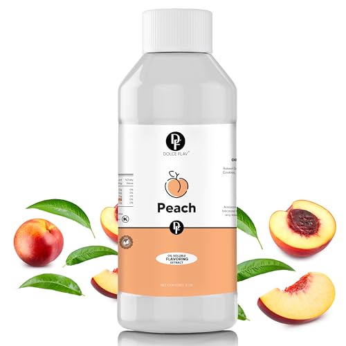 Dolce Flav Peach Extract – 8 Ounce Oil-Soluble Kosher, Sugar-Free, Concentrated Juicy Peach Flavoring for Baking, Chocolates &amp; Desserts