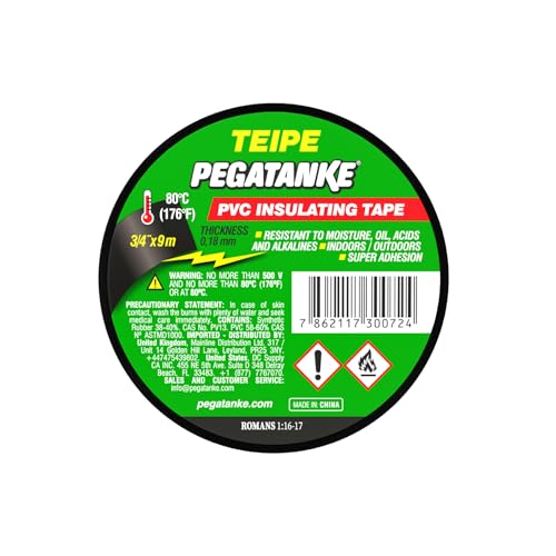 Image of Pegatanke PVC 9m Insulating Tape - Highly Elastic Adhesive Tape - 3 /4 inch x 9 m