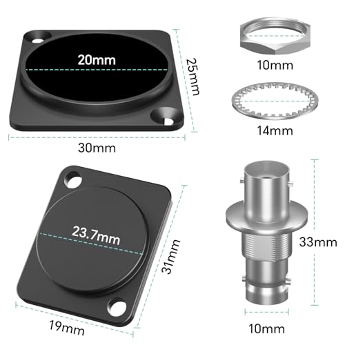 2 piezas conector BNC hembra para montaje en panel miniatura 2