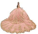 Mauuwy Rose Gold Shiny Quinceanera Dresses Gold Lace Applique Off The Shoulder Charro Vestido De 15 Anos 2024 Sweet 16 Prom Gowns with Tassels Size 26 Plus