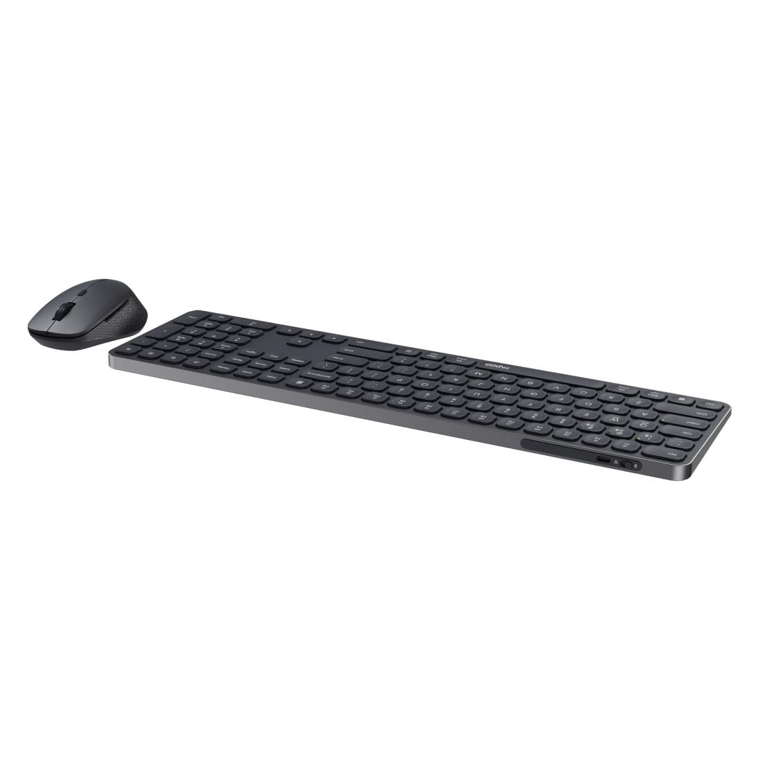 Rapoo 9810M zestaw bezprzewodowej klawiatury i myszy USB 2,4 G, wielofunkcyjne urządzenie do 4 urządzeń, aluminiowa obudowa, płaska, akumulator do ponownego ładowania, układ QWERTZ niemiecki
