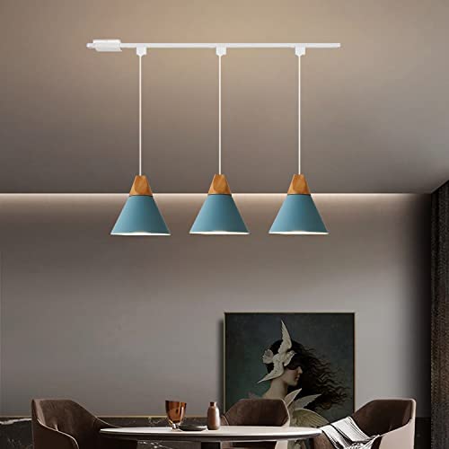 Kiven H-Type Track Lighting Light Fixture, 1-Light Halo Track Pendant Lighting Fixtures, Track Pendant Light With Φ8.66 Blue Lampshade For Bedroom Kitchen Home Lighting Bulb Not Included #TOP3