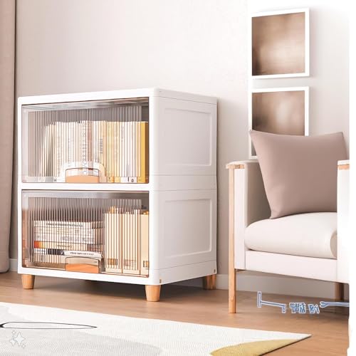 Image of DECOLOGY Plastic Bookshelf for Home |Engineered Books Organizer for Study Room|Multipurpose book Shelf for Home,Office |Book Organizer for Library|Living Room furniture(Cupboard Rack-Transparent,2PCS)