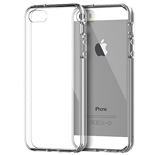 REY Funda Carcasa Gel Transparente para iPhone 5 y 5S Ultra Fina 0,33mm, Silicona TPU de Alta Resistencia y Flexibilidad