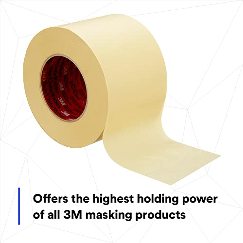 Image of 3M High Performance Masking Tape 2693, Heavy Duty, Clean Removal, Tan Color, 7.9 mil, 6 in x 180 yd, Pack of 2