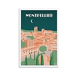 Jdheeh Vintage-Poster Montpellier, Reiseposter, Leinwand, 