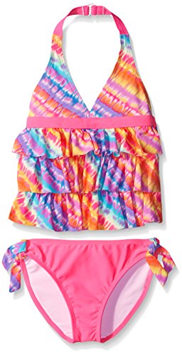 Angel Beach Girls' Sun Kiss Tie Dye Triple Tiered Tankini Set