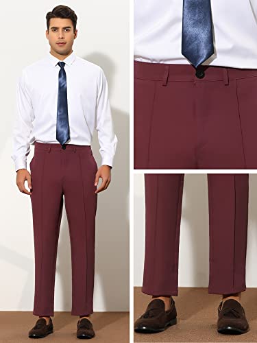 Lars Amadeus Burgundy Dress Pants For Men's Tapered Solid Color Slim Fit Pleated Front Trousers 40 #TOP3
