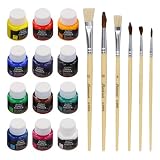 Samlonge Teinture Textile 12 Couleurs (25ml), Peinture Textile Lavable avec 6 Pinceaux, Peintures pour Textiles Permanent pour Peindre Vêtements, Baskets, T shirts, Sacs, Grand Pouvoir Couvrant