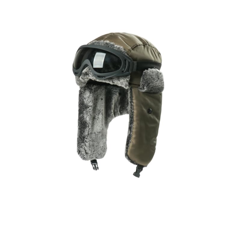 Chapka hiver thermique avec lunettes de protection et rabats d'oreilles doublés