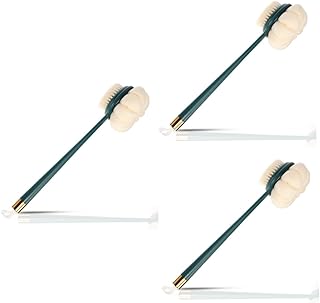 Healvian Banho 3 Peças Escova De Banho De Cabo Longo Escova De Corpo De Chuveiro Purificador Traseiro Para Banho De Chuveiro Escova De Pés Para Uso Em Esponja De Banho De Chuveiro Dupla