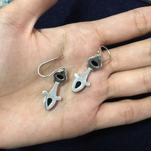 Boucles d'oreilles onyx noir pendantes légères argent anti-allergie