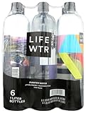 LIFEWTR Premium Purified Water, pH Balanced with Electrolytes, 100% recycled plastic bottles, 33.8 Fl Oz, 1L (Pack of 6)
