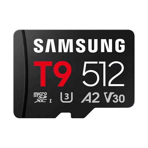 Image of Samsung microSDXC T9 512GB Memory Card, Transfer Speeds Up to 200MB /s