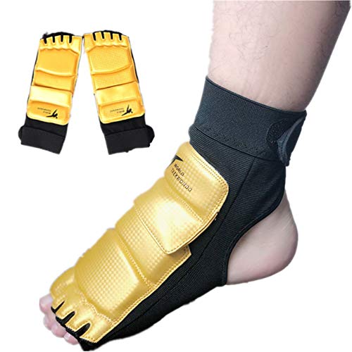 Mcolics Taekwondo Sparring Set MMA Gloves Hand Foot Protector for Martial Arts Kickboxing Foot Guards Karate Kickboxing Training Boxing Gloves Foot Gear for Men Women Kids (Golden Foot,Small)