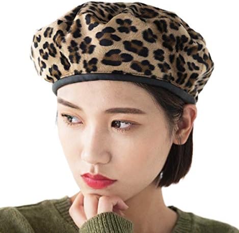 Clecibor PU Brim Leopard Print Woolen 