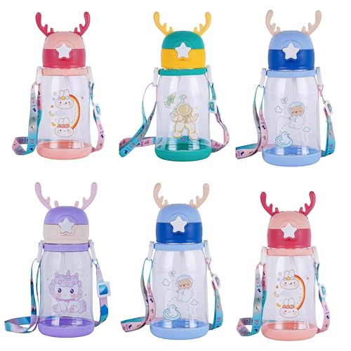 Image of Pack of 6 Water Bottles Sippers for Kids, Birthday return gifts for Kids Party, Return Gift Items for Boys and Girls Age 2,3,4,5,6,7 + Years Old