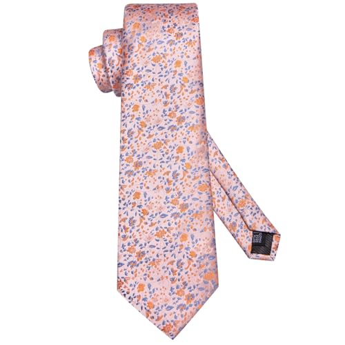 Image of Dubulle Mens Paisley Striped Tie Woven Necktie for Men and Handkerchief Cufflinks Set Wedding Formal Business