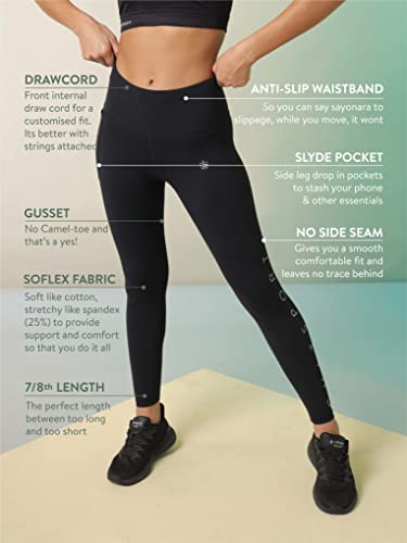 Image of Cultsport Do It All Tights with Brand Print | Anti-Chafing | Performance Tights for Women | 4-Way Stretch | Yoga Gym Cardio Leggings | Sports Leggings | Active Wear for Women